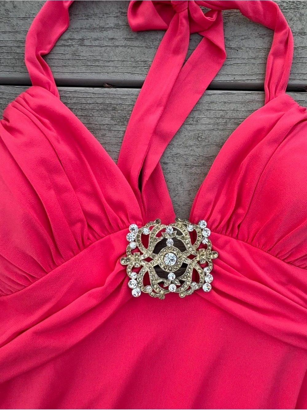 Cache Y2K Halter Evening Gown Rhinestone Accents 4 - Picture 2 of 4